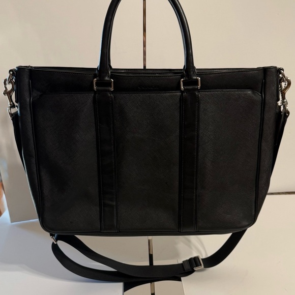 Coach Leather Messenger Large Black Bag CrossbodyTop Handles COA 18x13x4 - Picture 1 of 16
